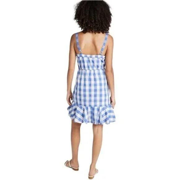 LIKELY "Minka" Blue and White Gingham Plaid Ruffle Hem Mini Dress US 14 - Picture 10 of 11